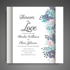 Wedding invitation card suite with flower Templates. Vector Illustration