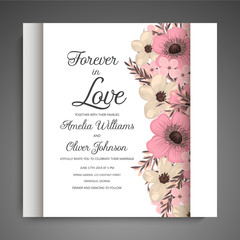 Wedding invitation card suite with flower Templates. Vector Illustration