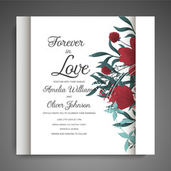 Wedding invitation card suite with flower Templates. Vector Illustration
