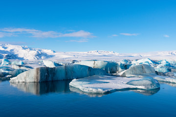 Icebergs in Jokulsarlon Glacier Lagoon in south Iceland