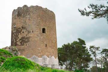 tower of ruin in medieval village Casertavecchia, Campania, Italy