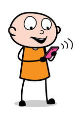 Using Wi-Fi - Cartoon thief criminal Guy Vector Illustration