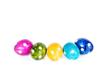 Different easter eggs isolated on white background