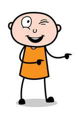 Winking Eye and Pointing - Cartoon thief criminal Guy Vector Illustration