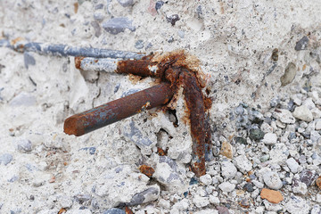 non-durable concrete, rotten concrete and rusty iron,