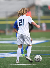 Young boys playing soccer