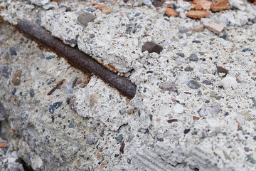 non-durable concrete, rotten concrete and rusty iron,