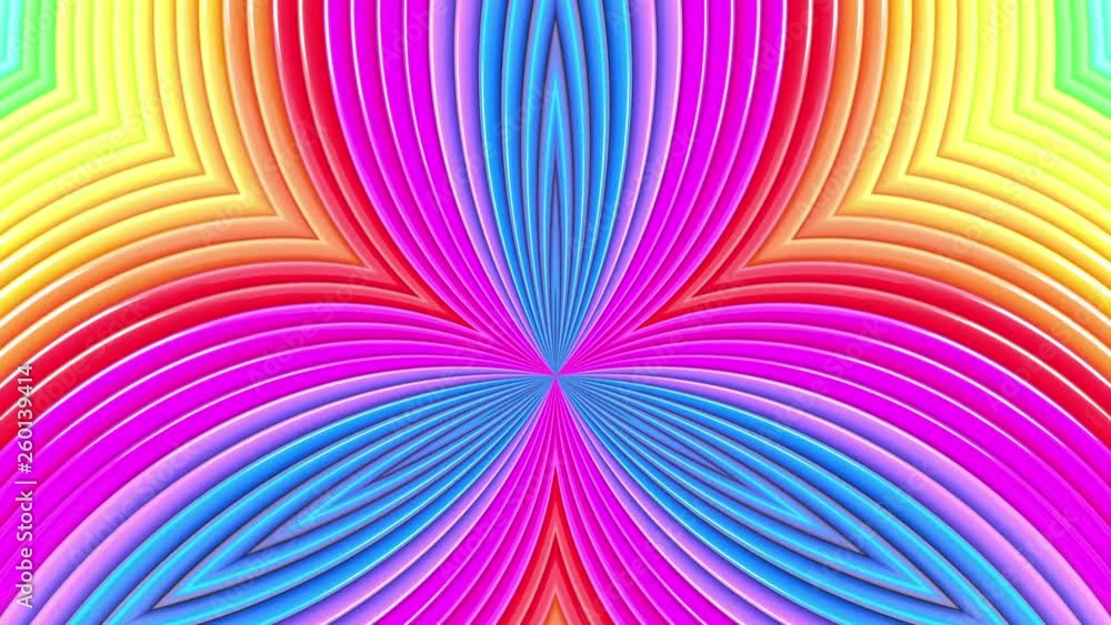 Poster abstract 3d seamless bright background in 4k with rainbow tapes. rainbow multicolored stripes move c