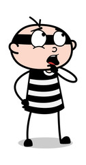 Thinking - Cartoon thief criminal Guy Vector Illustration