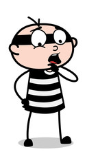 Thinking for Solution - Cartoon thief criminal Guy Vector Illustration