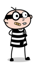 Injured Face - Cartoon thief criminal Guy Vector Illustration
