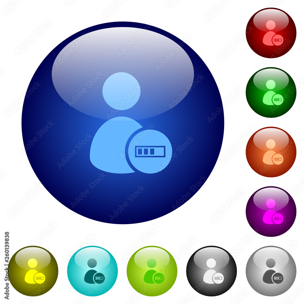 Poster user account processing color glass buttons