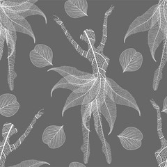 Seamless pattern with leaf in the form of a ballerina. Beautiful dance. Vector illustration. © O.Yu