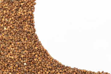 Buckwheat grain isolated on white background close up