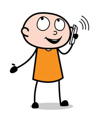 Talking on Phone - Cartoon thief criminal Guy Vector Illustration