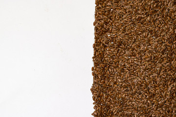 Flax seeds isolated on white background. flaxseed or linseed. Cereals. Healthy food. top view