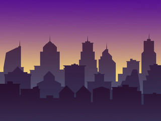 Fototapeta premium city background with buildings silhouettes. EPS-10