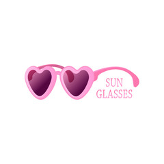 Heart-shaped sunglasses are pink. Vector