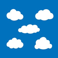 Paper clouds illustrated background on blue. Can be used as icon, sign, element for web design or business presentations.