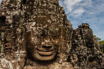 Face-towers depicting Bodhisattva Avalokiteshvara, The Bayon Temple, Angkor Thom, Siem Reap