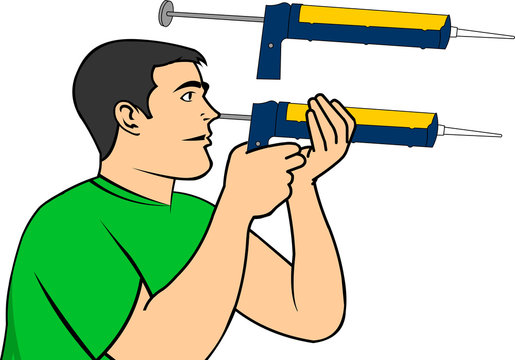 man applying glue