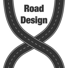 Curved roads icon set. Winding branch of highway, change of direction, geometric roadway design for safe driving. Vector flat style cartoon illustration isolated on white background