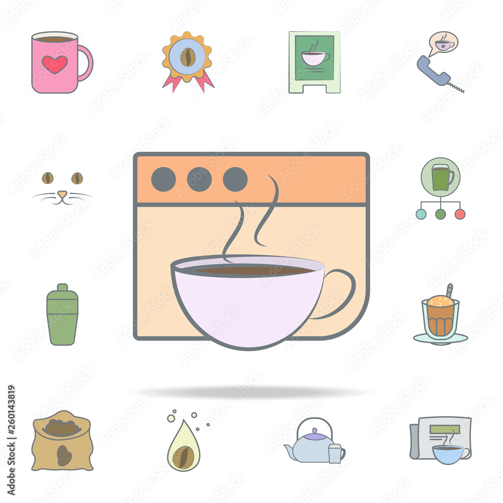 Poster cup of coffee in browser icon. coffee icons universal set for web and mobile