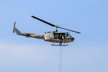 Military helicopter show on children's Day in Chiang Mai,Thailand