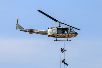 Military helicopter show on children's Day in Chiang Mai,Thailand