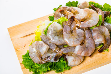 Large Raw Shrimp Isolated on White background. Selective focus.
