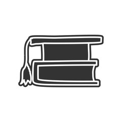book and graduate cap sketch icon. Element of Education for mobile concept and web apps icon. Glyph, flat icon for website design and development, app development