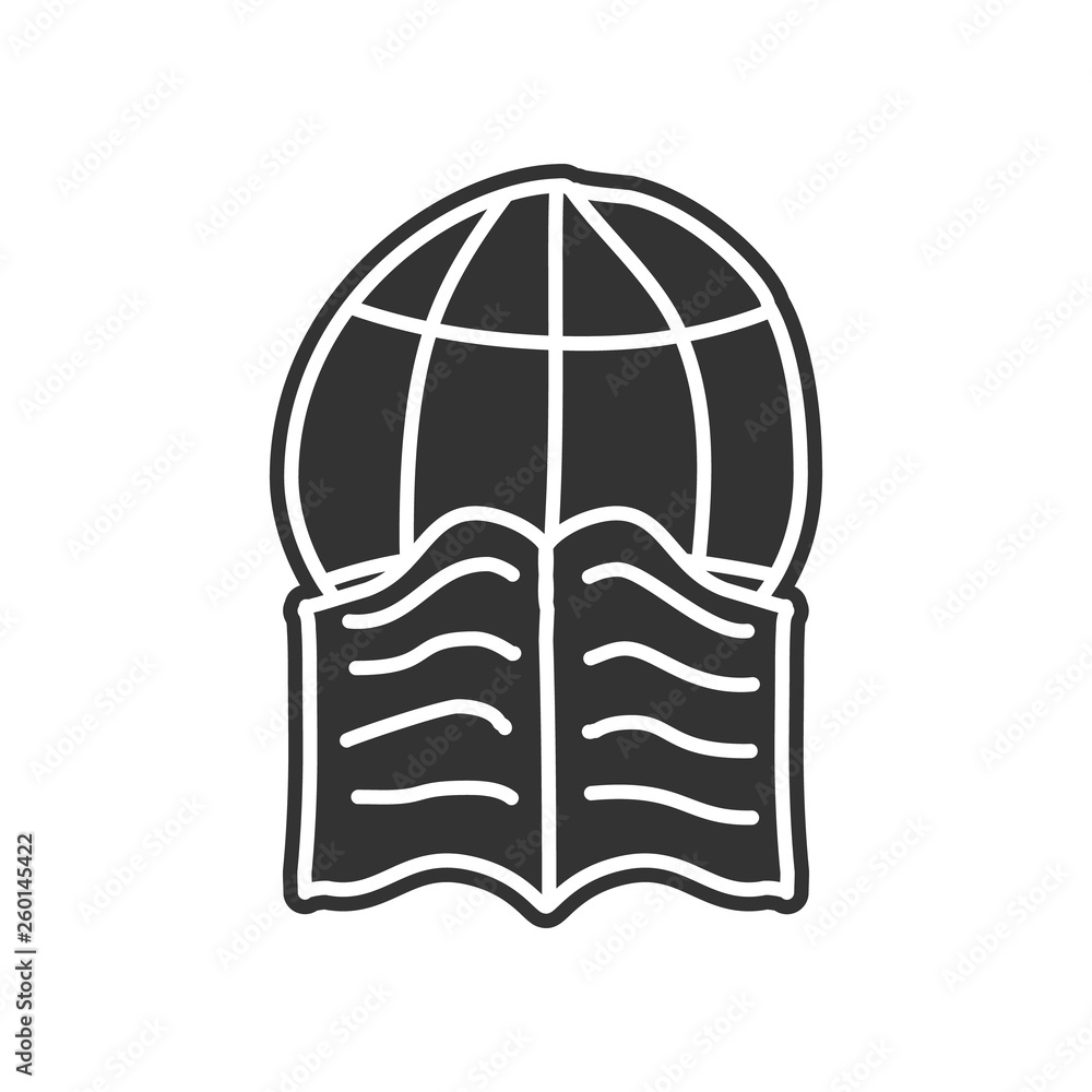 Poster the globe and the book sketch icon. element of education for mobile concept and web apps icon. glyph