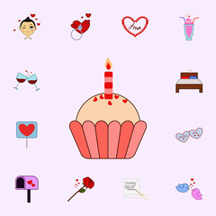 Cake, candle, valentine s day icon. Love icons universal set for web and mobile