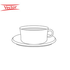 cup of coffee tea with steam thin line outline icon