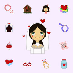 Bride, love, heart, valentine s day icon. Love icons universal set for web and mobile