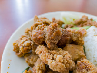Taiwanese style braised pork rice and popcorn chicken