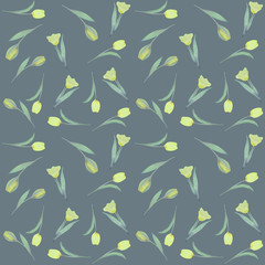 Seamless pattern hand-drawn watercolor. Spring tulips