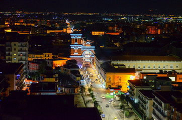 Fototapeta na wymiar Aversa town near Naples, Italy. Night view