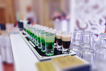 alcohol at celebrations in glasses and buffets