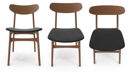 Brown wooden comfortable chair. 3D illustration on a white background.