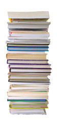 High books stack isolated on white background
