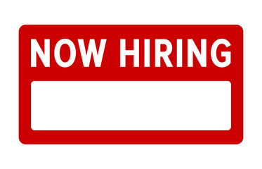 Red new hiring sign with fill in blank flat vector display