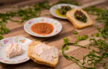 Serving toast with pate