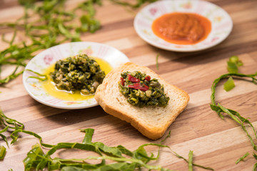 Serving toast with pate