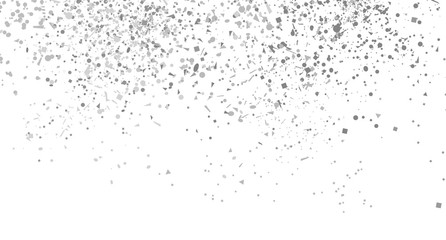 Multicolored confetti on isolated white background. Geometric holiday texture with glitters. Festive image for banners. Black and white illustration