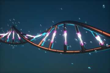 3D Futuristic abstraction of DNA.