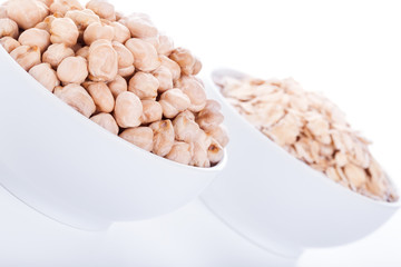 Low carbohydrates in assortment, chickpeas and oat flakes