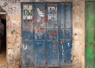 Blue Wooden Door in The Old City, Jerusalem, Israel