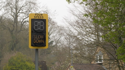 speed indicator display activated by vehicles passing and flashing your speed slow down