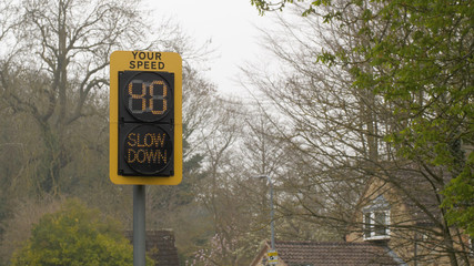 speed indicator display activated by vehicles passing and flashing your speed slow down